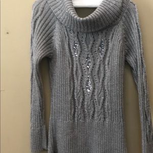 Women’s Grey Sequin long sleeve sweater.
